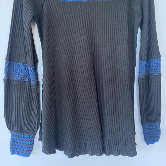 Free People Snow Day Mock Neck Thermal Top in Black Size Small - Picture 3 of 8